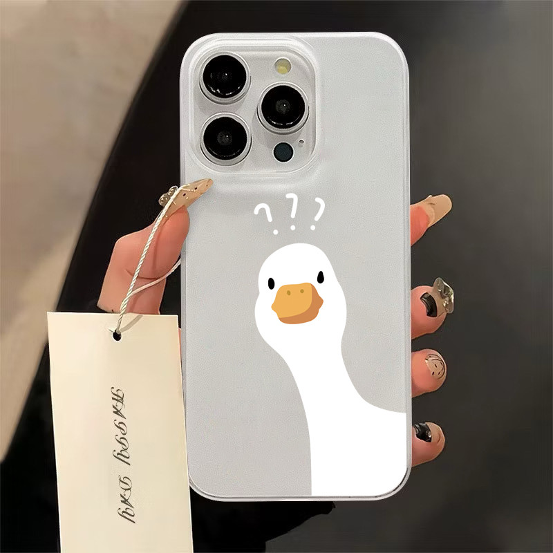ฝาครอบโทรศัพท์นุ่มลูกเป็ดสีขาวFor iPhone 11 13 15 เคส ไอโฟน12 14 ProMax 7 8Plus X XR  XSMaxกันกระแทก