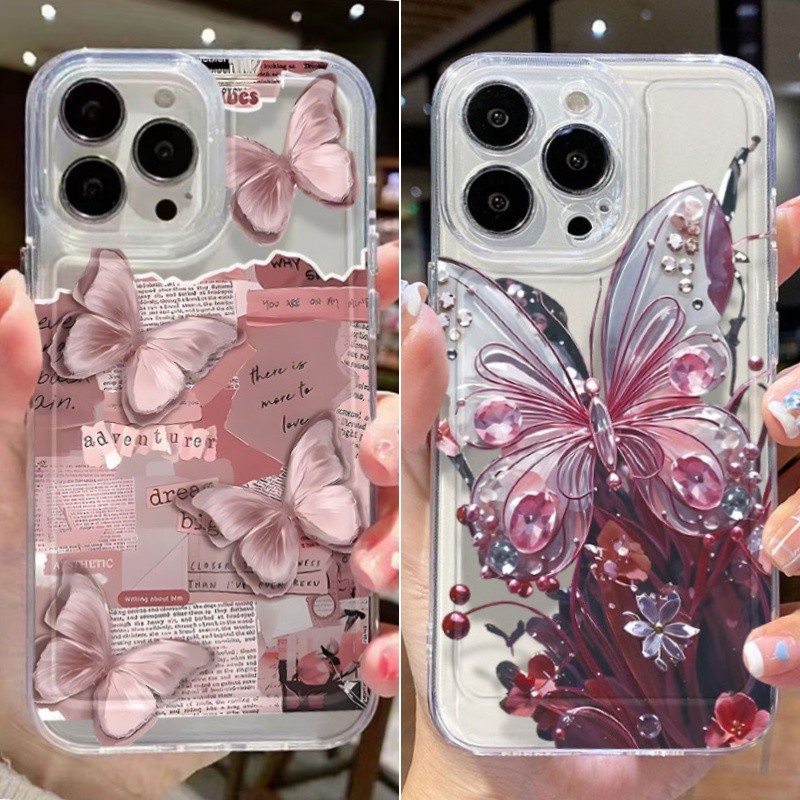 เครื่องประดับผีเสื้อเคสโทรศัพท์สําหรับvivo V9 Youth V17 Neo V21 V23 V23E VIVO S1 Pro S10E S12 VIVO T