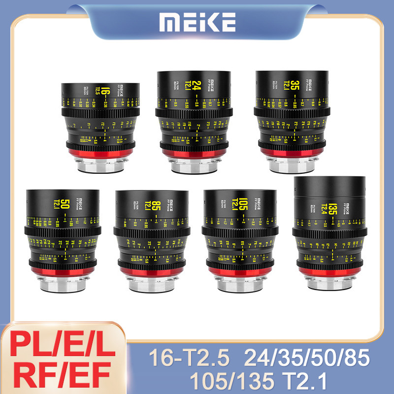 Meike 16mm T2.5 24mm 35mm 50mm 85mm 105mm T2.1 135mm T2.4 Full Frame Prime Cinema เลนส์สําหรับ Sony 