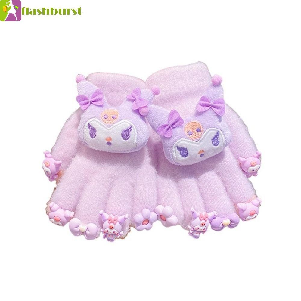 Flashburst การ์ตูน Melody ถุงมือ, Thicken Cinnamoroll เด็ก Warm Mittens, ของขวัญ Soft Kitty น่ารักฤดูหนาวเด็กถุงมือเด็กชายและเด็กหญิง