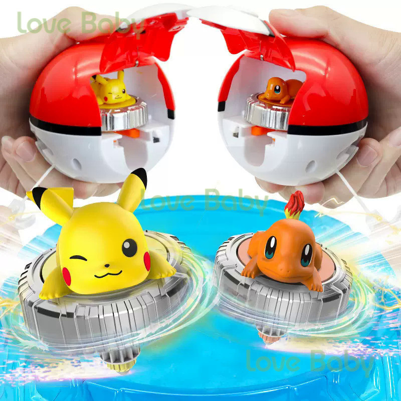ของแท้ Pokemon Pikachu Fantasy Magic Poke Ball Gyro การเร่งเปิดตัวการหมุน Beyblade Charmander
