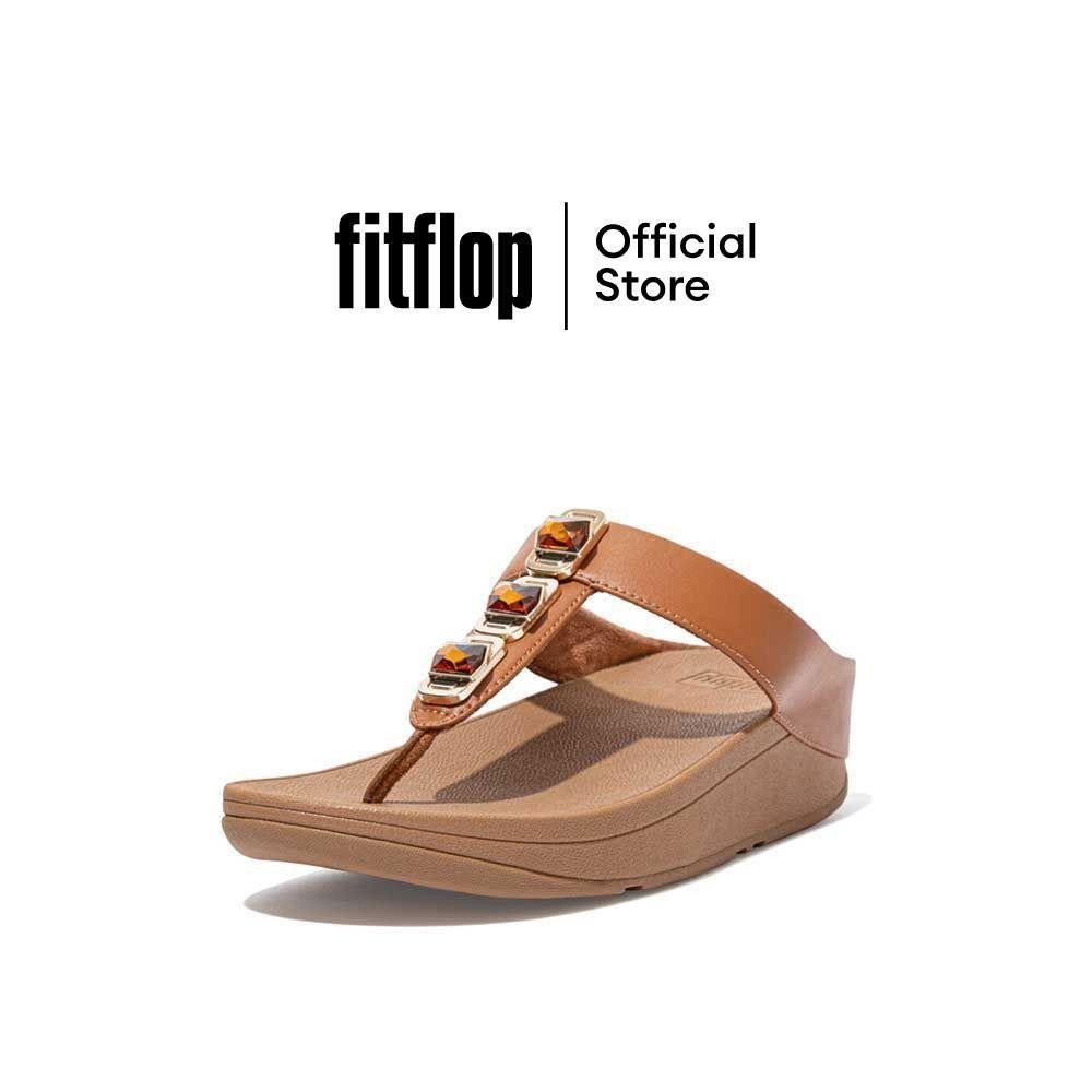 FITFLOP FINO CRYSTAL LOCK รองเท้าแตะแบบหูหนีบผู้หญิง รุ่น DA8-592 สี LIGHT TAN