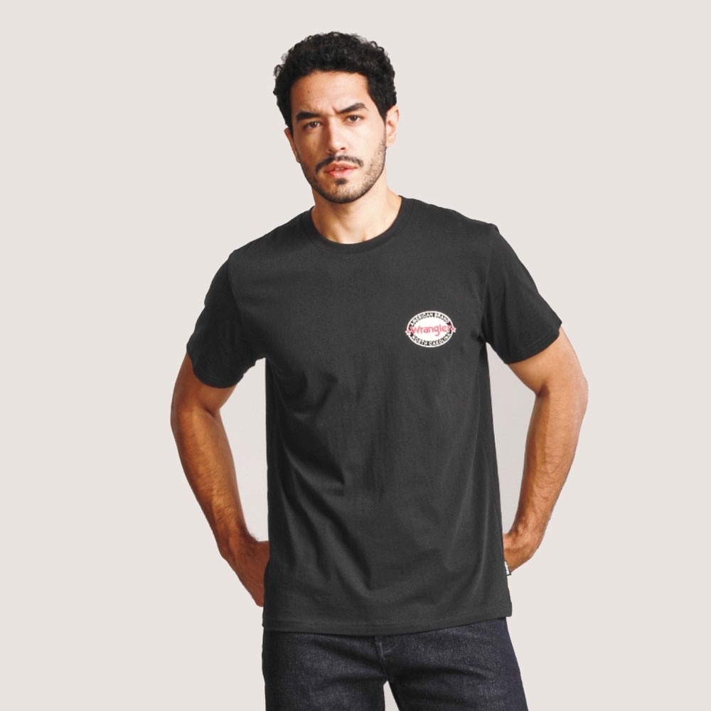 WRANGLER เสื้อยืดแขนสั้นผู้ชาย คอลเลคชั่น Biker Look ทรง REGULAR รุ่น WR F323MTSSN24 สีดำ