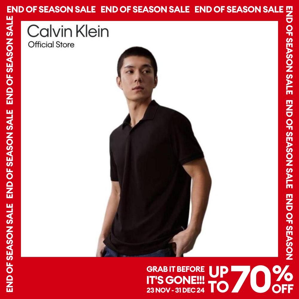 CALVIN KLEIN เสื้อโปโลผู้ชาย ทรง Regular รุ่น 40BC219 BAE - สีดำ