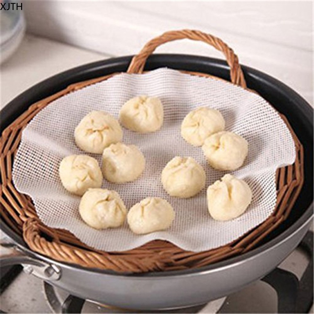 Non-stick ซิลิโคนสีขาว Steamer Pad Dim Sum กระดาษร้านอาหาร Steamers Mat เครื่องมือทําอาหารอุปกรณ์ครัว<XJTH12.16>