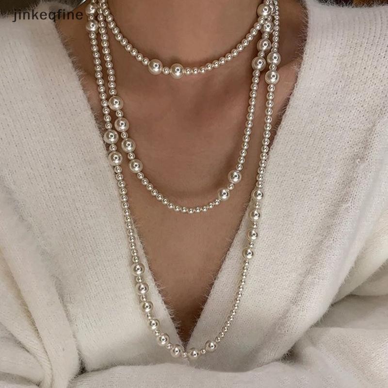 KTH Vintage Pearl Multi Layered Pearl Bead สร้อยคอผู้หญิงหวาน Elegant Party เครื่องประดับของขวัญแต่งงาน Hot