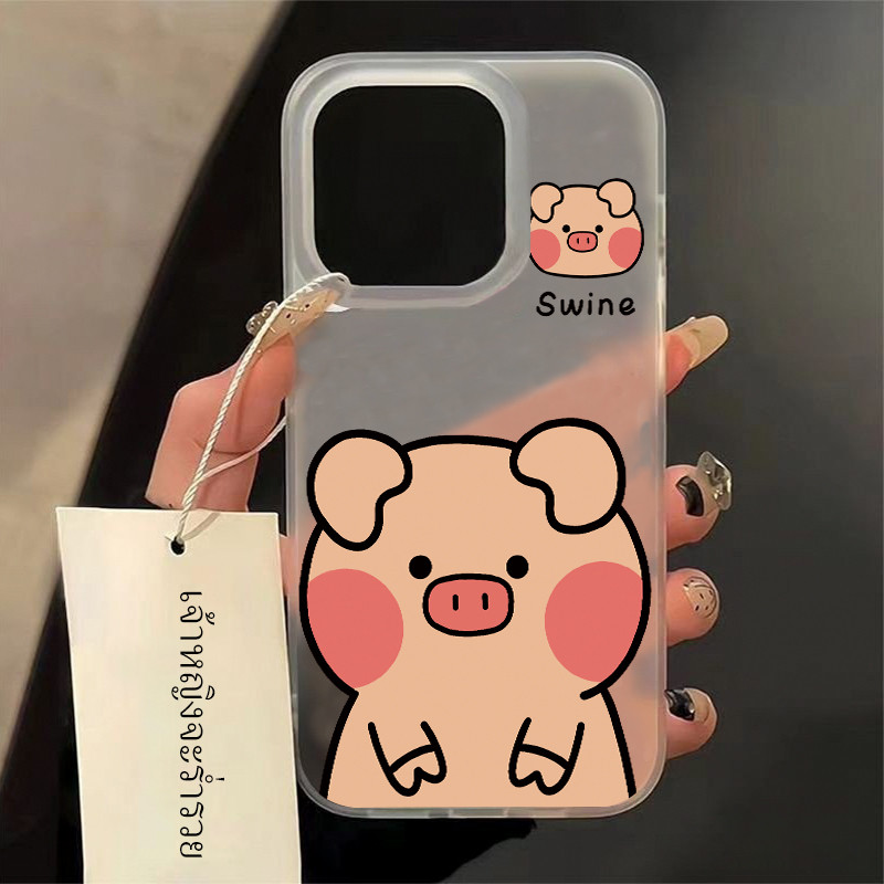 เคสโทรศัพท์โปร่งใสฝ้าหมูน่ารัก เคส IPhone 11 Case For ไอโฟน 15 13 14 12 Pro Max X XR XSMAX 15 14 7 8 Plus เคสนิ่ม TPU