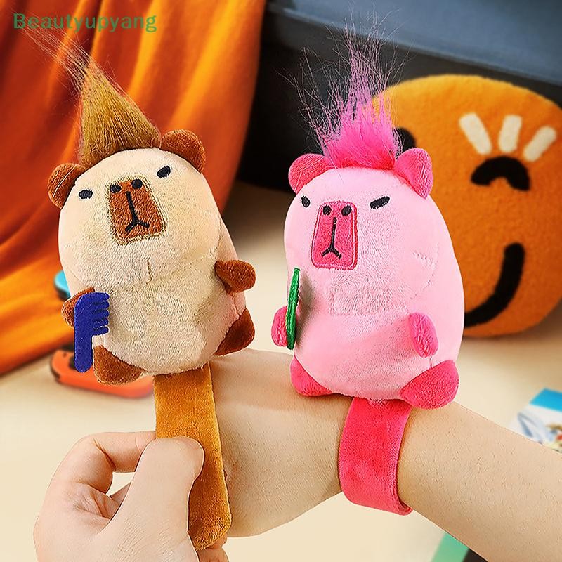 [Beautyupyang] 1pc เด็กของขวัญตลกหวี Capybara Clap วงกลมของเล่น Snap Wrap สายรัดข้อมือ Kawaii Capybara ตุ๊กตาเครื่องประดับ