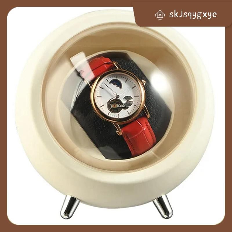 skjsqygxycWatch Winder สําหรับนาฬิกาอัตโนมัติ กล่องนาฬิกา Automatic Winder (ครีม-ขาว)