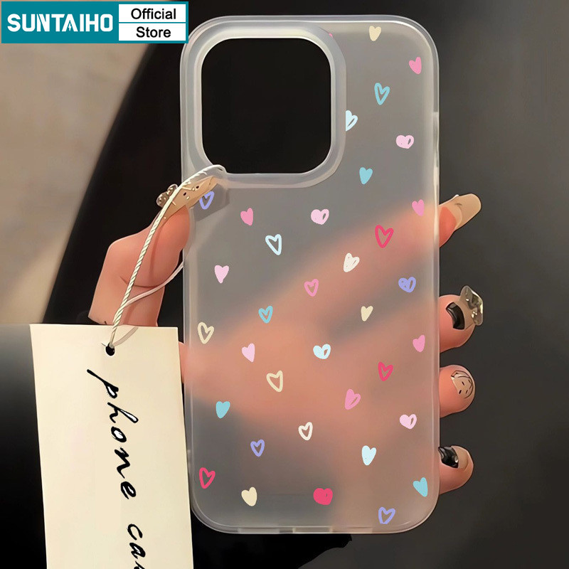 Suntaiho สวย Love Star รูปแบบ Clear Frosted สําหรับ Iphone 16 15 14 12 13 11 Pro Max IP 7 8 Plus Iphon X Xs XR Xs Max TPU ซิลิคอนนุ่มพรีเมี่ยมกันกระแทกปกหลัง