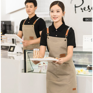 พร้อมสต็อก ผ้ากันเปื้อนผู้หญิงผ้ากันเปื้อนกันน้ําร้านกาแฟคนง…