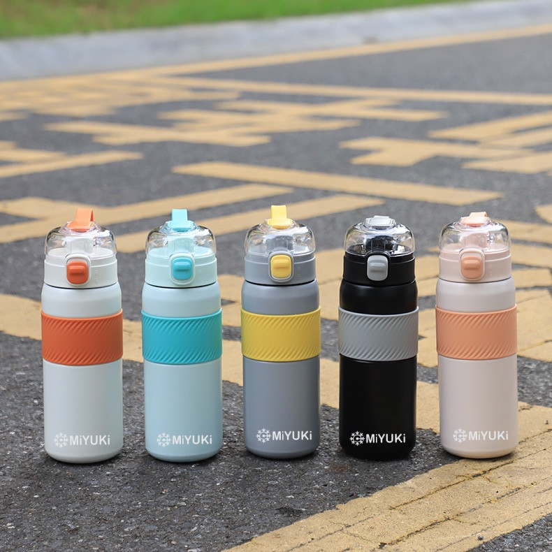 （แท้）MiYUKi ถ้วยกาแฟ/น้ำแข็ง สเตนเลส316 มีฉนวนกันความร้อน 550ml ไร้ BPA พร้อมหลอด จัดส่งจากกรุงเทพ