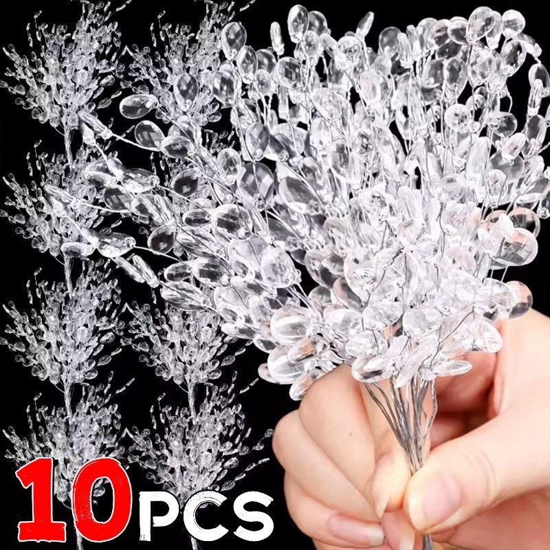 10ชิ้น15เซนติเมตรอะคริลิคริสตัลลูกปัดสาขา-ใสน้ําหยดสตริงลูกปัด-ประดิษฐ์เพชรดอกไม้สาขา-ทําเอง เจ้าสาวผ้าโพกศีรษะช่อ-งานแต่งงานตกแต่งซัพพ