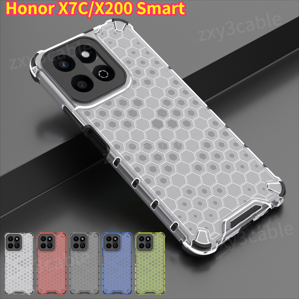 เกราะกันกระแทกสําหรับ Honor 200 สมาร์ท X7C 4G 5G 2024 เคสโทรศัพท์หรูหราซิลิโคนสําหรับ HonorX7C X 7 C 200Smart รังผึ้งกรณีโปร่งใส