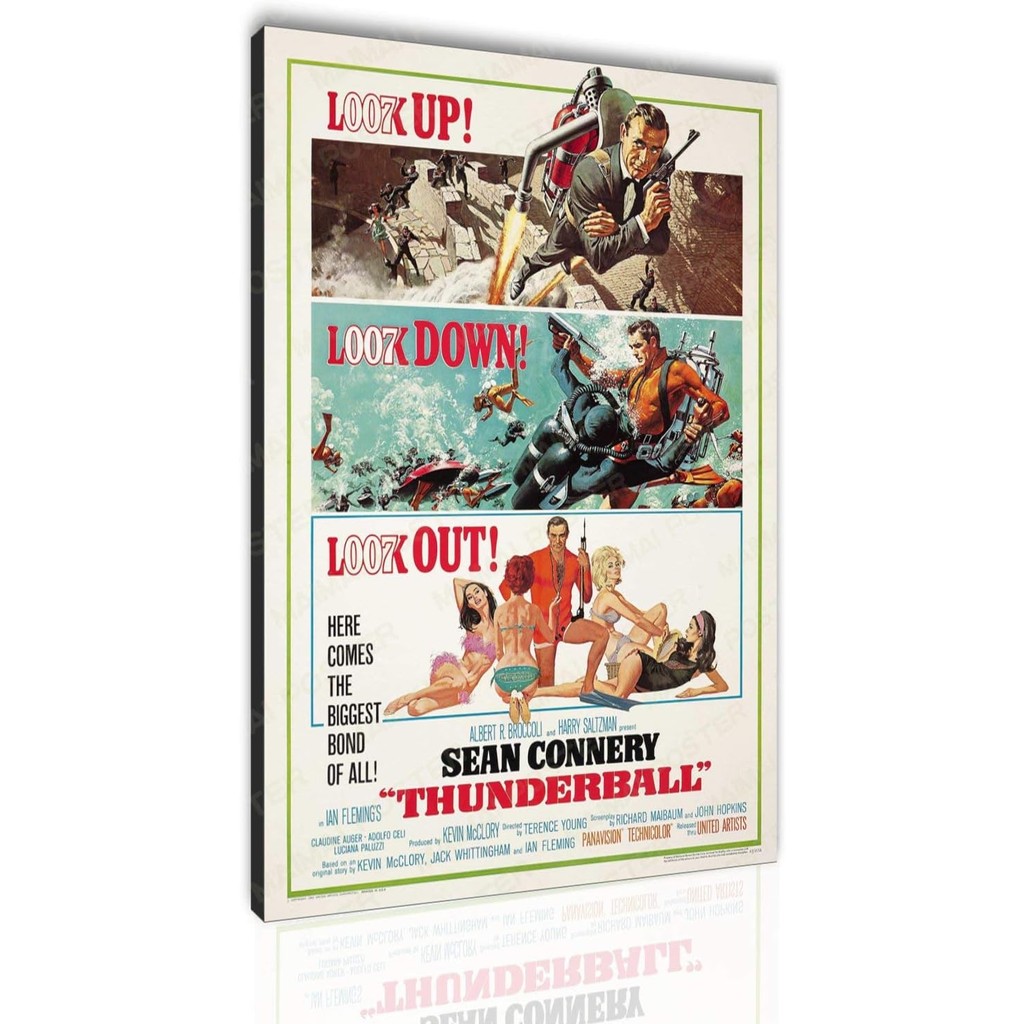 007 Thunderball James Bond ภาพยนตร์อเมริกันโปสเตอร์ตกแต่งผนังบ้านพิมพ์ผ้าใบ Art Wall โปสเตอร์ 32x48i
