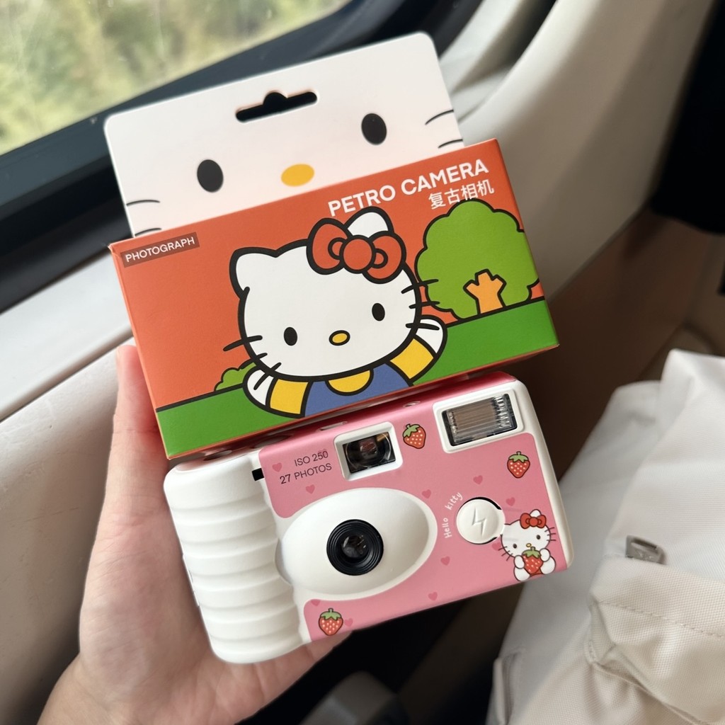[กล้องฟิล์ม] Hellokitty ฟิล์มกล้องฟิล์มแบบใช้แล้วทิ้ง กล้อง Pointy สีสันสดใส พร้อมสาวของขวัญวันเกิดแฟลช