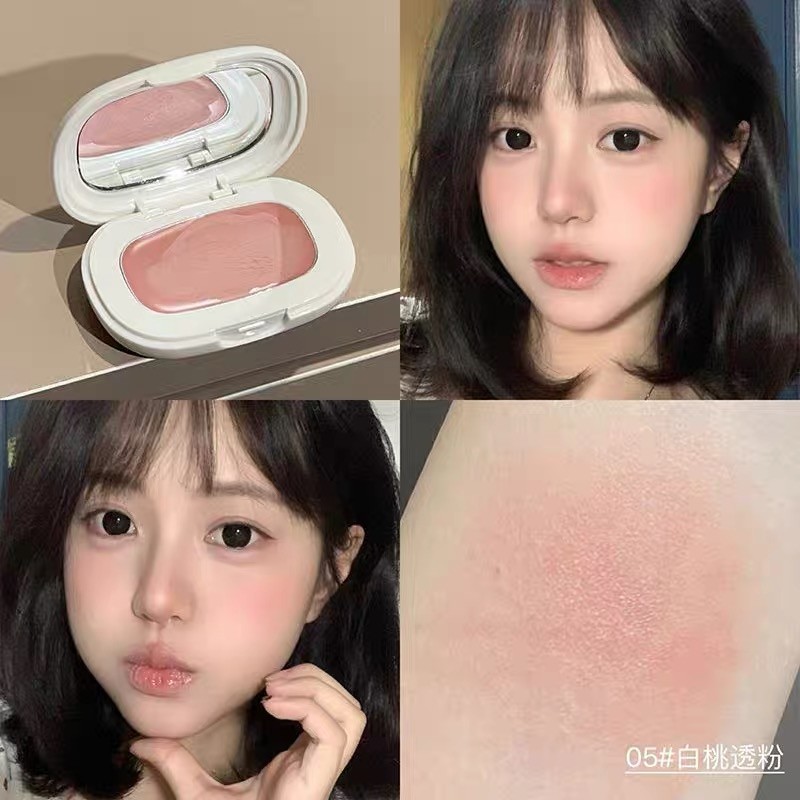 shiny. girl: บลัชออนปัดแก้มเนื้อครีม บลัชออนทาแก้มฉ่ำ ทาตา โทนชมพูนม  กันน้ำกันเหงื่อ ติดทน Blush Cream- 