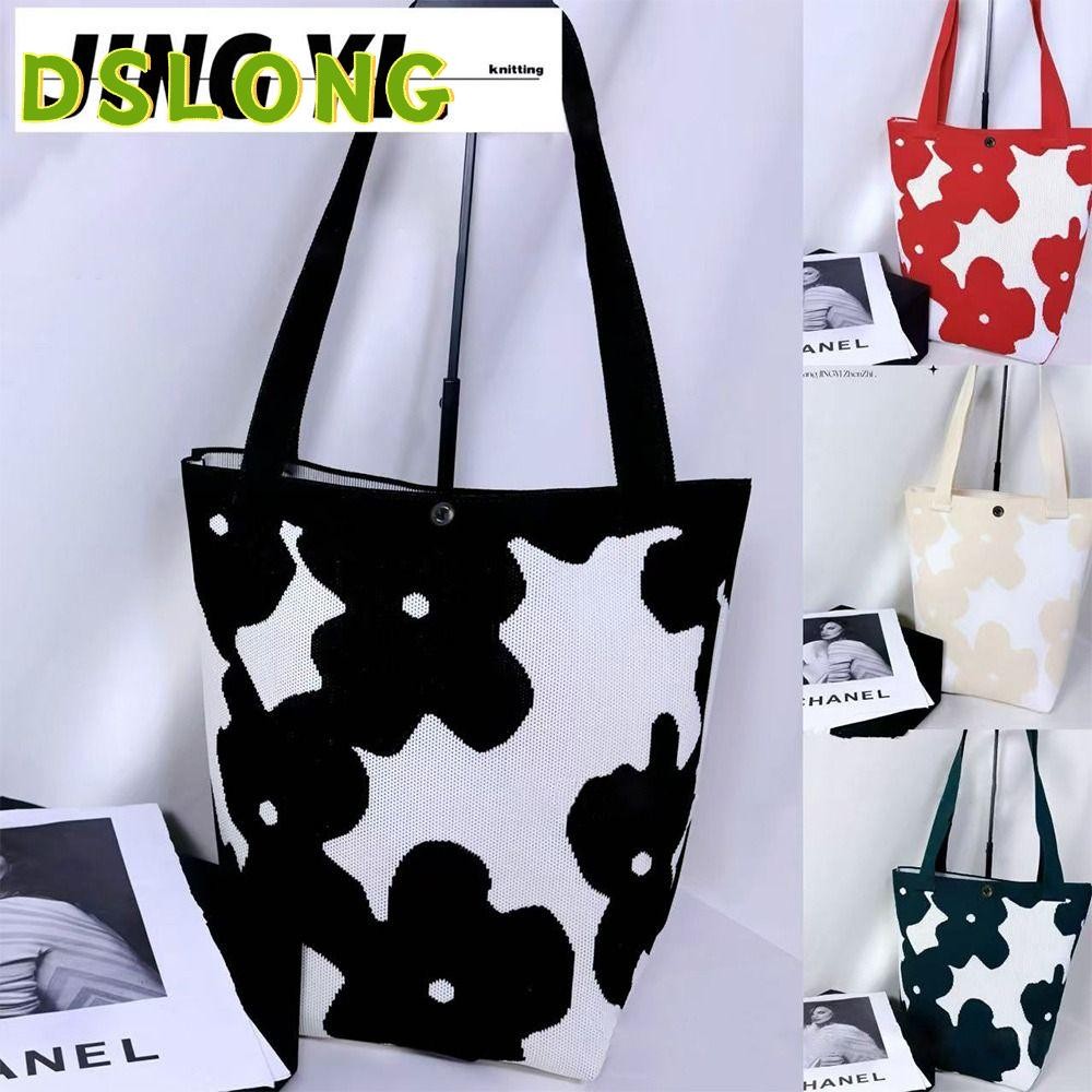 DSLONG กระเป๋าทอมือ, ดอกไม้ความจุขนาดใหญ่ถักกระเป๋าถัง, Handmade ถักความจุสูง Tote กระเป๋าผู้หญิง