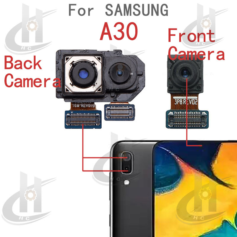 ใหม่ด้านหน้าด้านหลังกล้องสําหรับ Samsung Galaxy A30 หลัก Facing กล้องโมดูล Flex เปลี่ยนอะไหล่