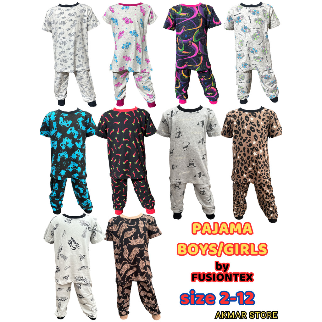 BOYS SLEEPWEAR แบรนด์ FUSIONTEX ไซส์ 2-12, GIRLS PYJAMAS, GIRLS NIGHTWEAR, KID PYJAMAS SET