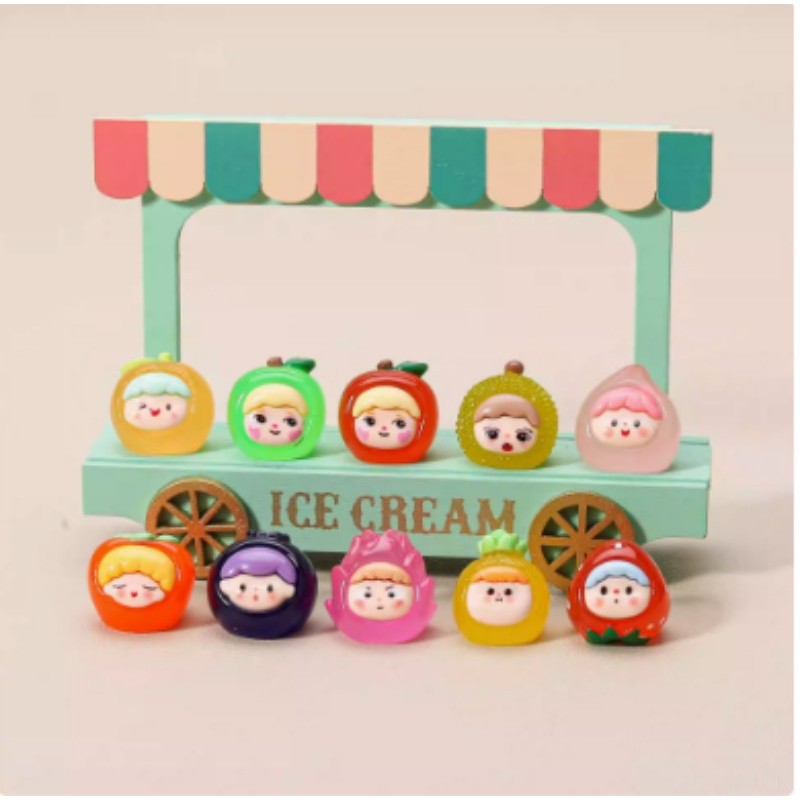 1 ชิ้น Luminous Fresh Fruit Cubs DIY เครื่องประดับพวงกุญแจจี้ Micro Landscape ตกแต่ง