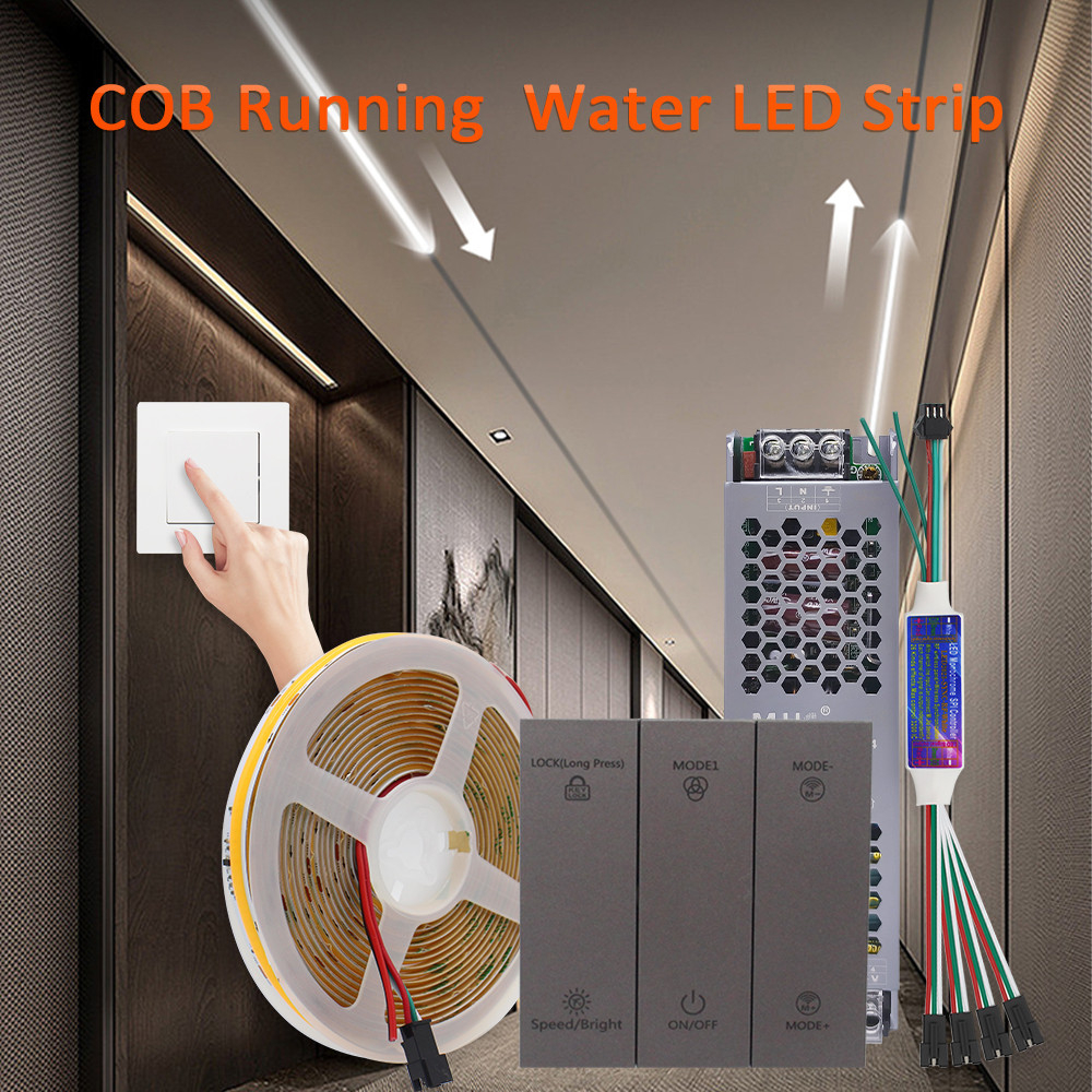 24V COB Sync วิ่งน้ํา LED Strip Light WS2811 Horse Race Flex น้ําไหลริบบิ้นเทปโคมไฟสมาร์ทสวิทช์สําหรับ HomeDecor