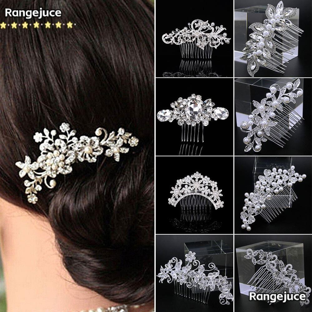 RANGEJUCE หวีผมเจ้าสาว Handmade แฟชั่นเครื่องประดับคริสตัล Diamante งานแต่งงานเจ้าสาว Tiaras