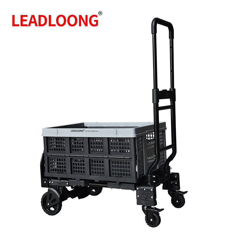 LEADLOONG รถเข็นของ อเนกประสงค์ 2 in 1 แบบพับเก็บได้ รถบรรทุกมือแบบพกพา รถเข็นพับได้สําหรับงานหนักสองทาง