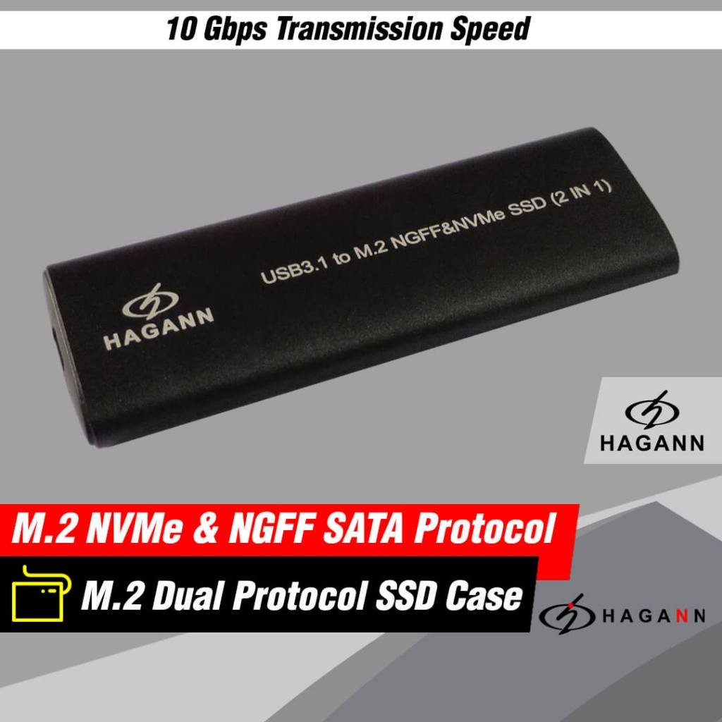 HAGANN HDA-E42 Case SSD Enclosure M.2 NVMe & NGFF SATA Dual Protocol USB 3.1 Type C – รับประกัน 1 ปี