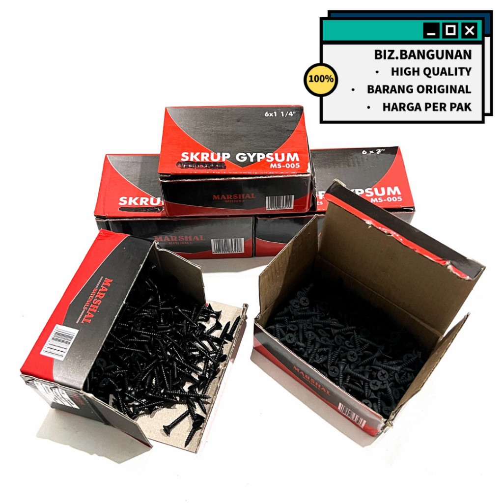 [1 กล่อง 500GR] MARSHAL STEEL GYPSUM SCREW - DRYWALL SCREW WOOD SCREW BOLT