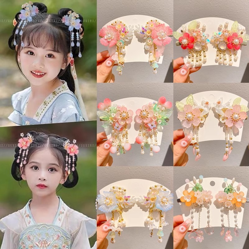 เด็กHanfuโบราณFurryเครื่องประดับผมใหม่กิ๊บจีนสาวน้อยSuper fairy step Shakeเด็กโบราณกิ๊บHeaddress
