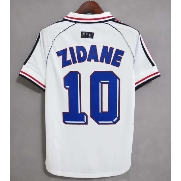 1998 France Away World Cup Final Retro Jersey – Zidane #10 & เฮนรี่ #12 (ฝรั่งเศส '98)