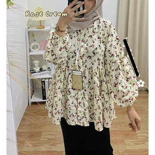 Aida Blouse Babydoll / Kemeja Wanita Motif Flower