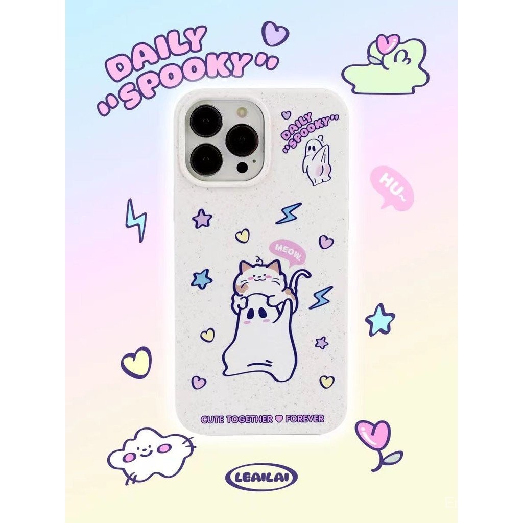 เคสโทรศัพท์แมวผี ใช้ได้กับ iPhone 7 8 Plus 11 12 PRO X XS XR XS MAX 13 14 15 16 Pro Max 16 15 14 PLU