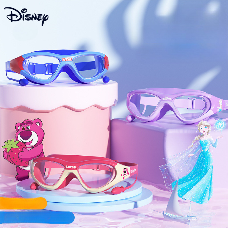 Disney เด็กแว่นตาว่ายน้ําหมวกว่ายน้ําชายหญิงว่ายน้ําตาสาวกันน้ํา Anti-Fog High-Definition Pro