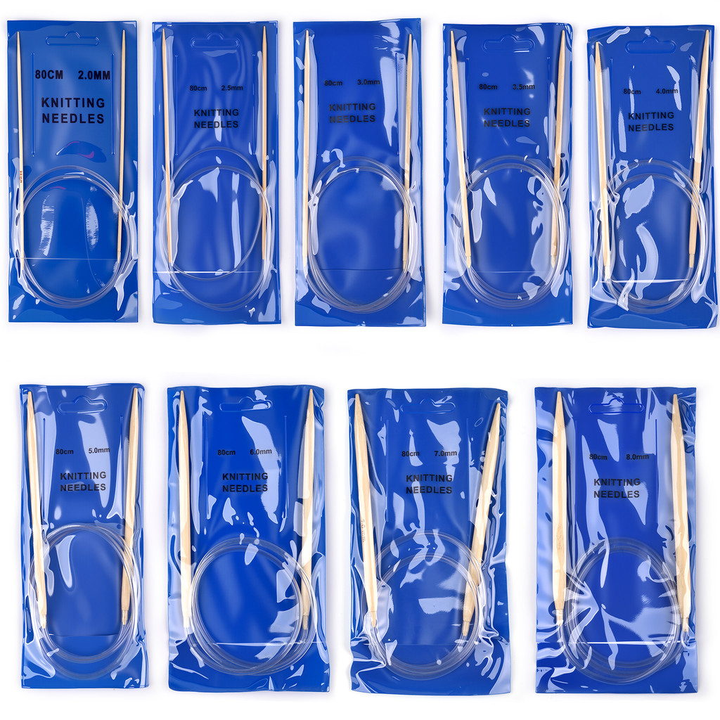 ไม้ไผ่พีวีซีหลอดเข็มวงกลม2มิลลิเมตร-8มิลลิเมตรแหวนถักคู่ คัส โครเชต์ตะขอ80เซนติเมตรยาวเรียบจักรเย็บผ้าเครื่องมือเข็ม