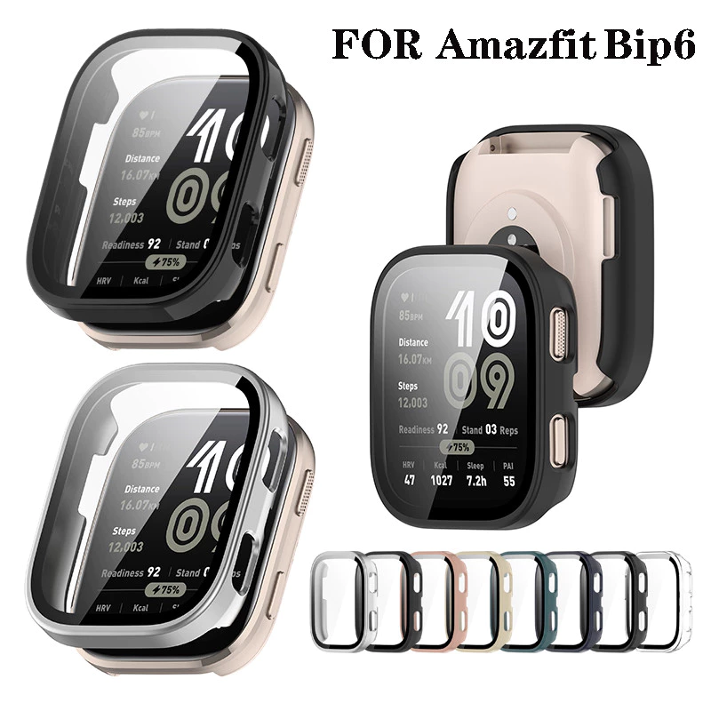 เคสแข็งสําหรับเคส Huami Amazfit Bip 6 Bip6 พร้อมตัวป้องกันหน้าจอกระจกนิรภัยป้องกันเต็มรูปแบบ