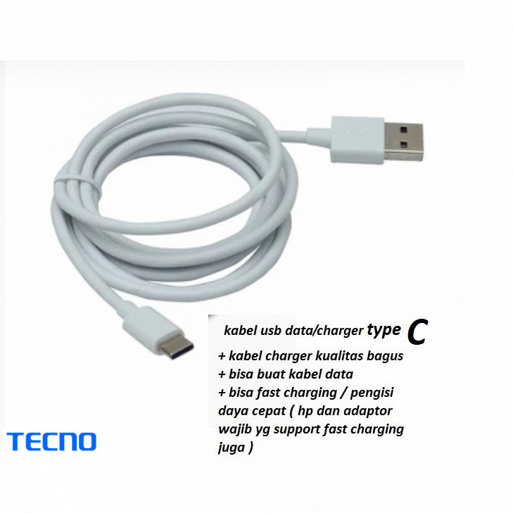 (สีขาว) สายชาร์จ Usb type C tecno spark 20 KJ5 KJ5n - spark 20p - spark 20c BG7 BG7n - spark 20 pro 