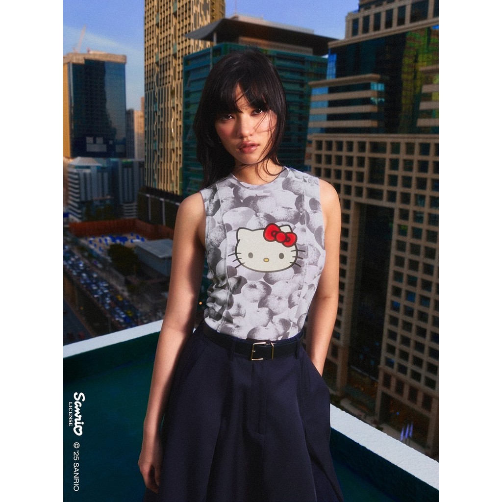 Pomelo. ♥ Hello Kitty เสื้อแขนกุดพิมพ์ลายแอปเปิ้ล / Pomelo. ♥ Hello Kitty Apple Print Tank Top