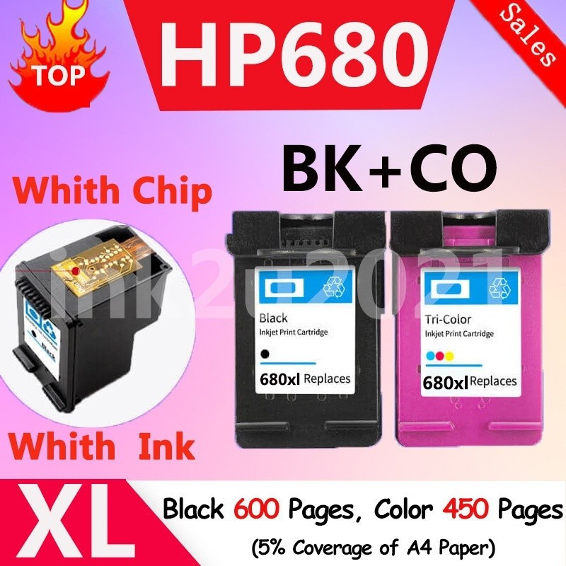 ใช้งานร่วมกับ HP 680XL HP 680 ตลับหมึก HP XXL680 สีดํา HP 680 สีเติม HP 680 หมึก 115 / 2138 / 3635 /