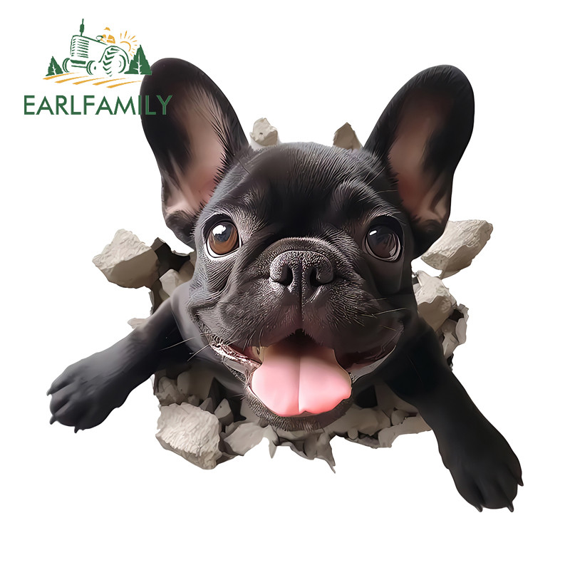 EARLFAMILY French Bulldog Tear สติกเกอร์รถ Chibi น่ารัก VAN รถจักรยานยนต์ Auto SUV DIY Decal บุคลิกภาพอารมณ์ขัน Scratch-Proof ตกแต่งป้ายรถ