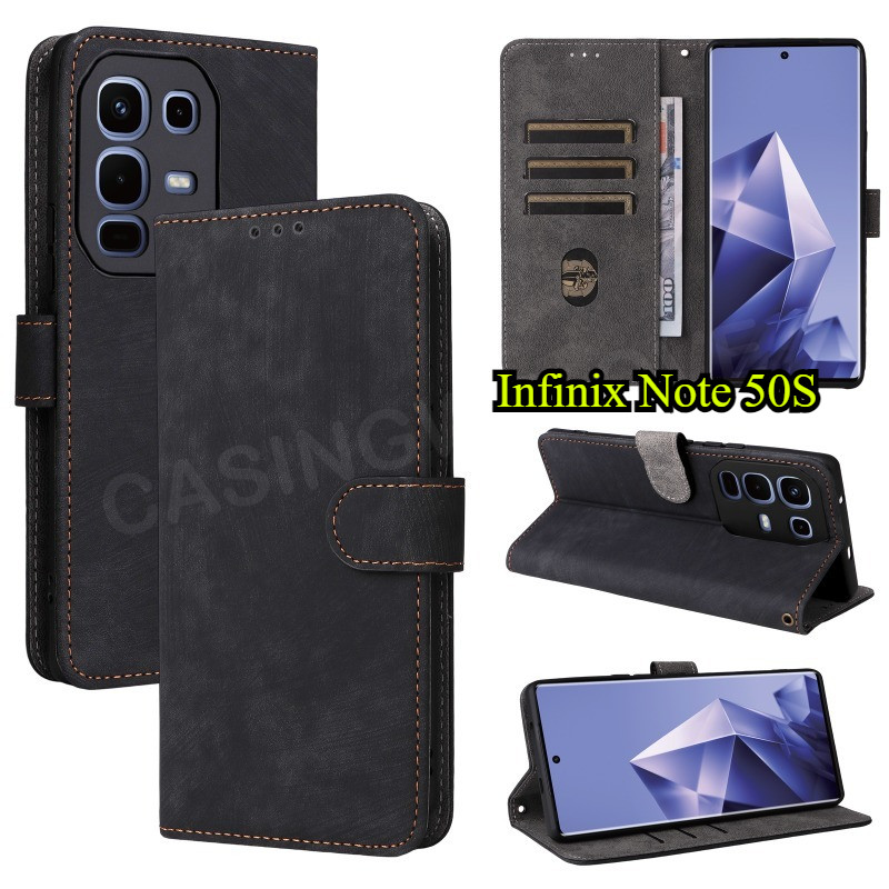 สําหรับ Infinix หมายเหตุ 50S Note50 S Note50 50Pro หมายเหตุ 50 Pro + 50X 50S 4G 5G 2025 Luxury Flip หนังโทรศัพท์กรณีช่องใส่การ์ดกระเป๋าสตางค์ขาตั้งฝาครอบกันกระแทก Soft TPU Shell