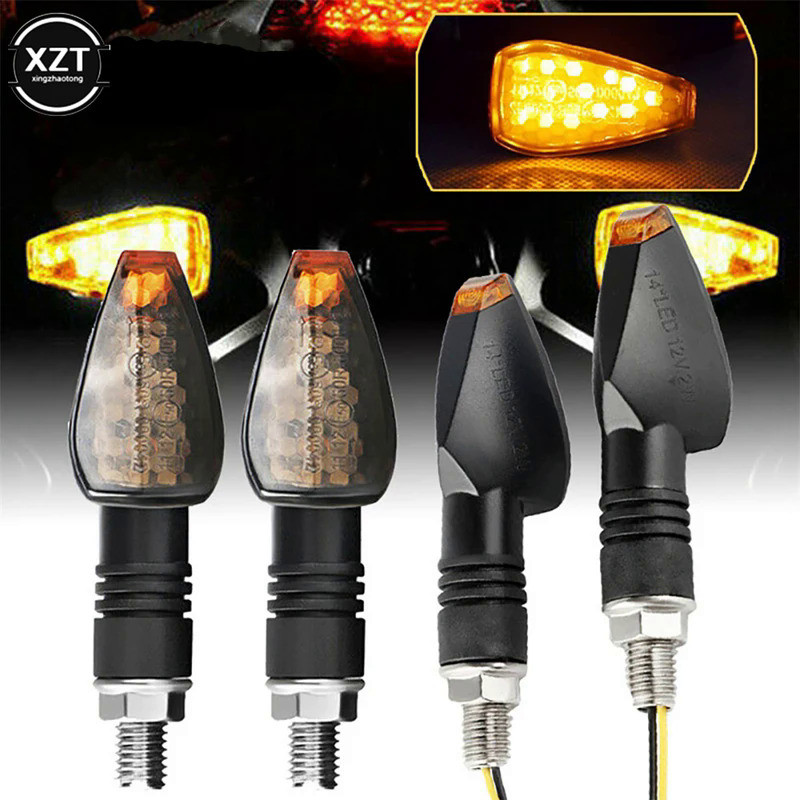 2pcs 12V Motorcycle Turn Signals Turn Signal Light 14LED Turn Signal Indicator Amber Light Blinker L