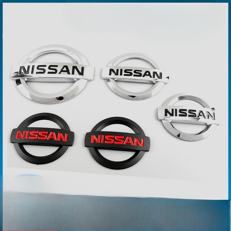 Emblem logo Nissan ทุกรุ่นโลโก้รถ ABS Electroplating ป้ายรถกระจกด้านหน้าโลโก้ป้ายหางโลโก้พวงมาลัย