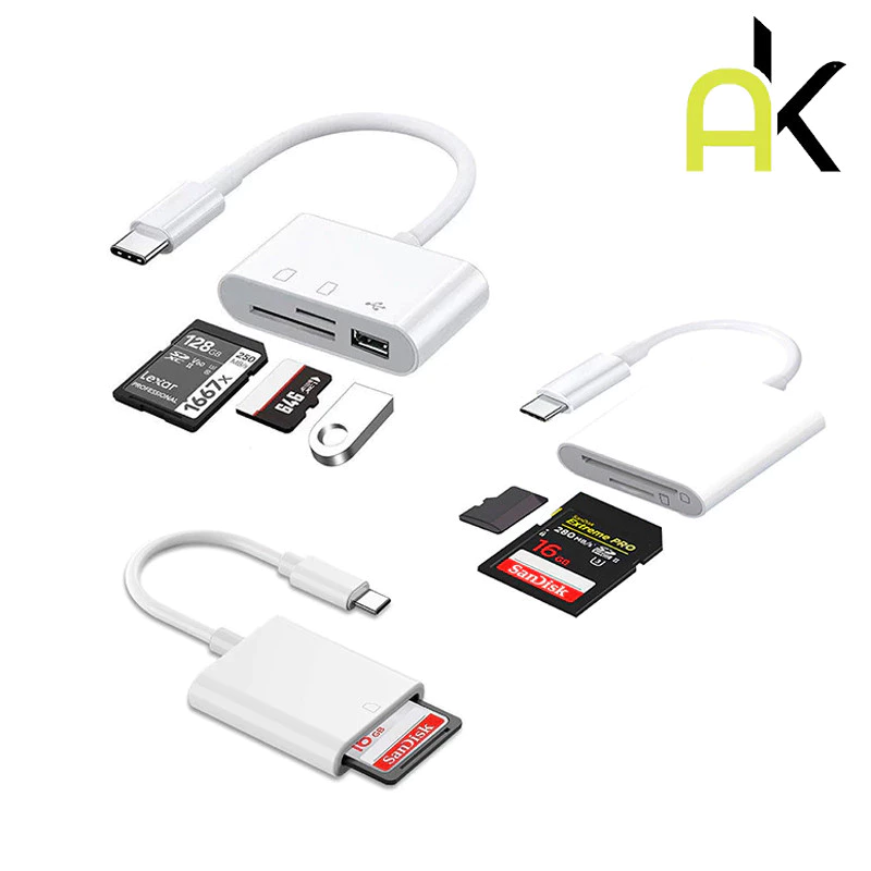 AK ครื่องอ่านการ์ด SD TF USB 3 In 1 สําหรับตัวแปลงกล้อง Apple iPhone สําหรับอะแดปเตอร์ iPad OTGเ