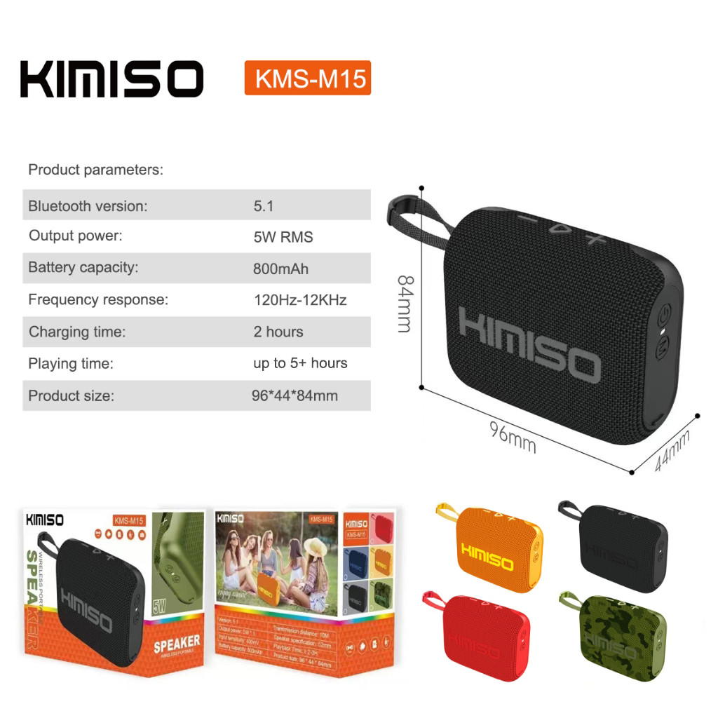KIMISO M15 ลำโพงบลูทูธแบบพกพา กันน้ำและกันฝุ่น IP67 ลำโพง รองรับ COD【รับประกัน 1 ปี】