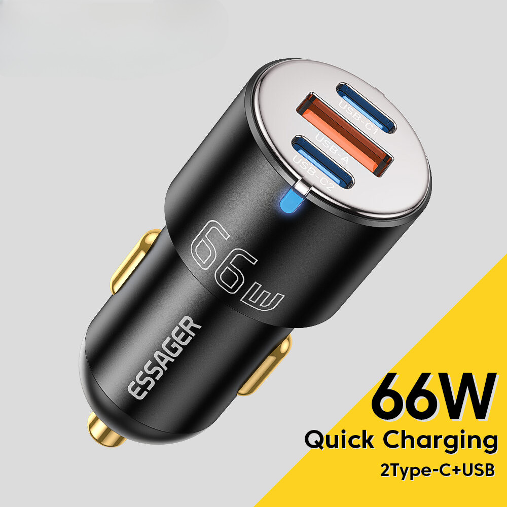 66w/100w car charger fast charging อัจฉริยะ shunt car charger socket dual type c car charger fast ch