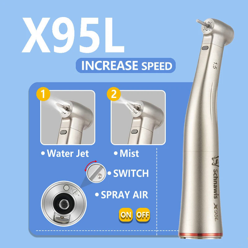 NSK Ti Max X95L Spray Air On/Off Switch Dental 1:5 Increasing Speed Handpiece Against Contra Angle L