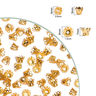 100-200 ชิ้นคุณภาพสูง Hollow ดอกไม้ End ลูกปัดหมวกสําหรับเคร…