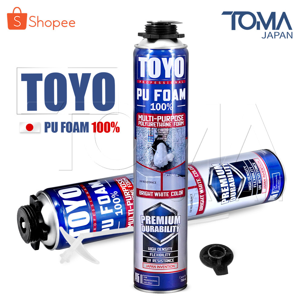 Premium PU FOAM TOYO มีความหนาแน่นสูงที่สุด ระดับ A1 พียูโฟม สเปรย์พียูโฟม พียูโฟมกระป๋อง อุดรอยรั่ว-แตกร้าว ขนาด 750 ml